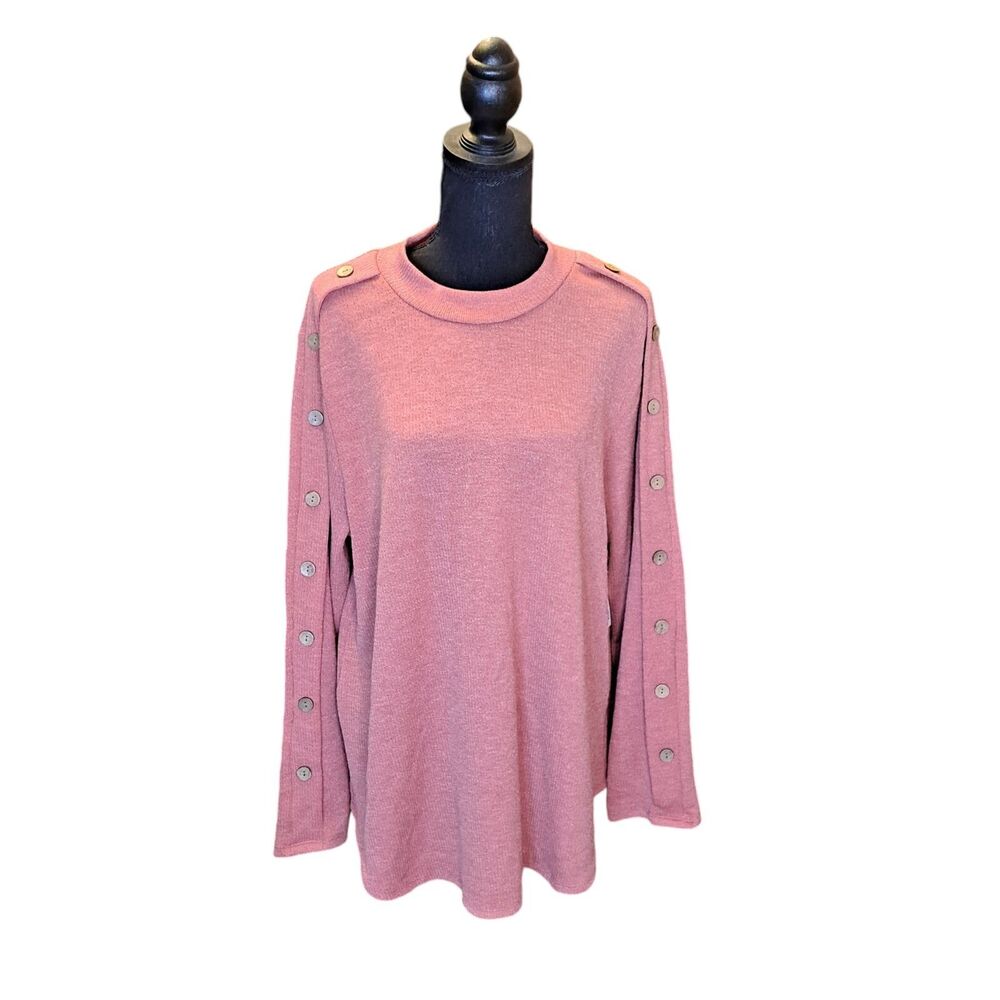 Cure Tunic Dusty Pink W/Wood Button Accents Womens Size 3X